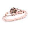Thumbnail Image 0 of 1/4 CT. T.W. Enhanced Champagne and White Diamond Bypass Ring in 10K Rose Gold