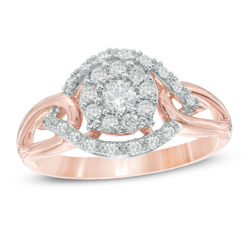 1/2 CT. T.W. Diamond Open Cluster Ring in 10K Rose Gold