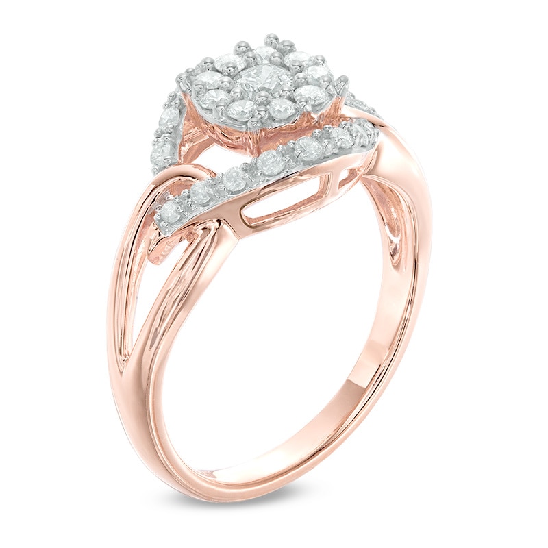1/2 CT. T.W. Diamond Open Cluster Ring in 10K Rose Gold
