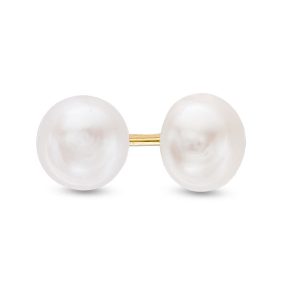 6.5-7.0 mm AAA Black Freshwater Round Cultured Pearl Stud Earrings Pearl Paradise FWE-F3ARDBK70-E14WG
