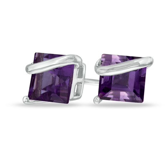 60mm princesscut amethyst swirl stud earrings in
