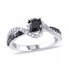 Thumbnail Image 0 of 3/4 CT. T.W. Black Diamond and Lab-Created White Sapphire Swirl Ring in Sterling Silver
