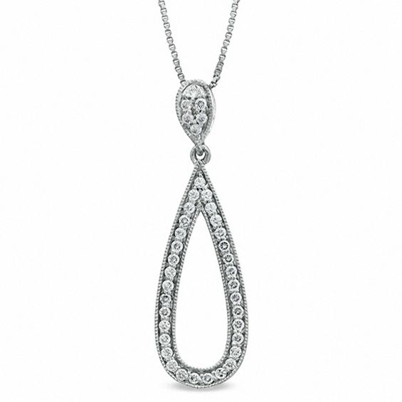 1/3 CT. T.W. Diamond Open Teardrop Pendant in Sterling Silver Clearance Necklaces Clearance