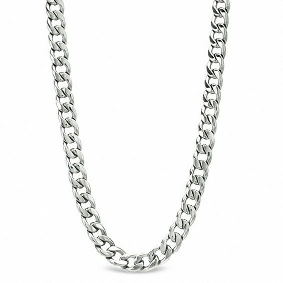 Men's Stainless Steel Curb Necklace and 