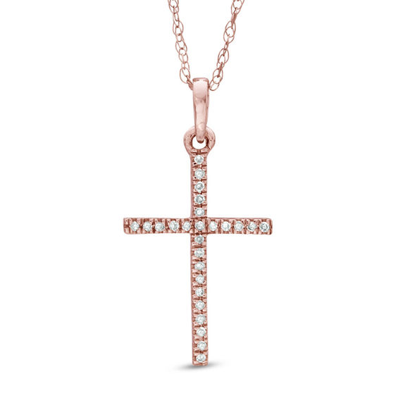 Solid Rose Gold In 10K/14K  Cross Elegant  Pendant Necklace XS--XL
