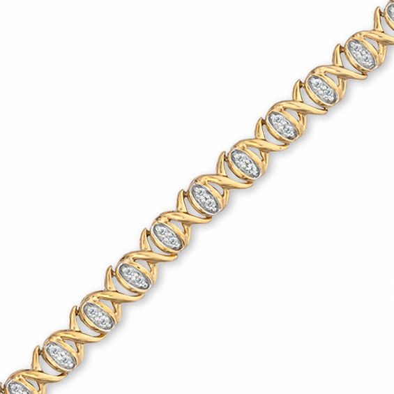 1 2 Ct T W Diamond X And O Bracelet In 10k Gold View All T W Diamond X And O Bracelet In