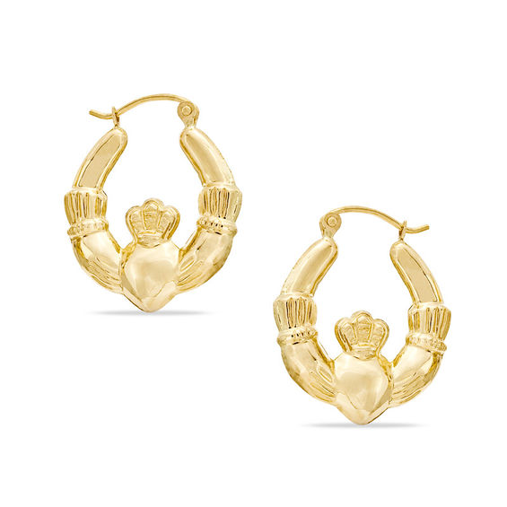 Claddagh Hoop Earrings In 14k Gold Online Exclusives Collections Claddagh Hoop Earrings In 14k Gold