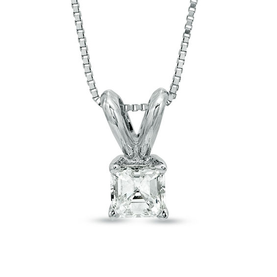 5/8 CT. Certified AsscherCut Diamond Solitaire Pendant in Platinum (I