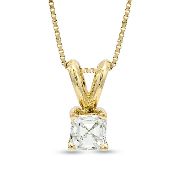 5/8 CT. Certified AsscherCut Diamond Solitaire Pendant in 18K Gold (I