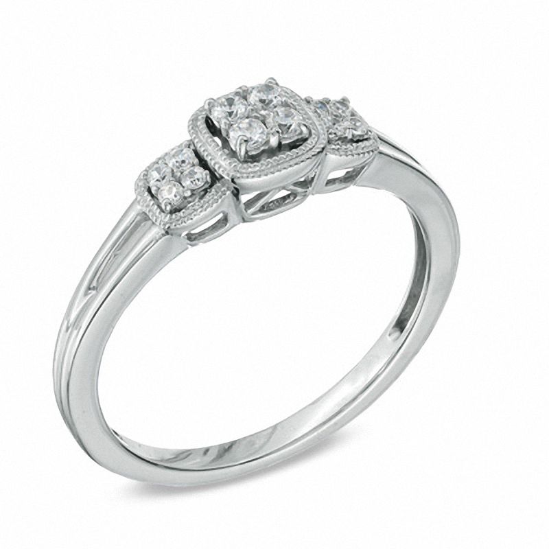 Cherished Promise Collection™ 1/8 CT. T.W. Diamond Three Stone Cluster Ring in Sterling Silver