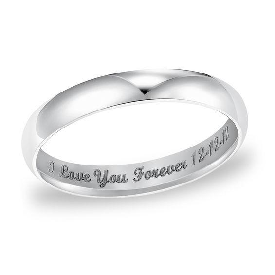 Ladies' 3.0mm Engraved Low Dome Wedding Band in 14K White Gold (25