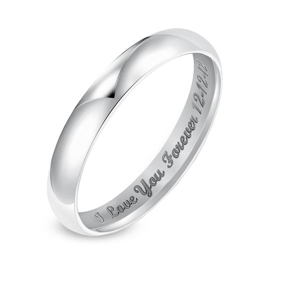 Ladies' 3.0mm Engraved Low Dome Wedding Band in 14K White Gold (25