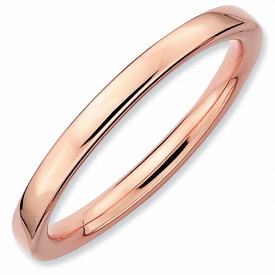 Sterling Silver Eternity Ring Solid Polished Rose Tone Gold Plated 2.25 mm 2.25 mm Stackable Expressions Diamonds Pink-plated Ring