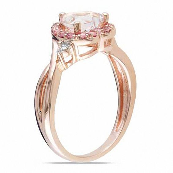 7.0mm HeartShaped Pink Tourmaline and Diamond Accent Ring