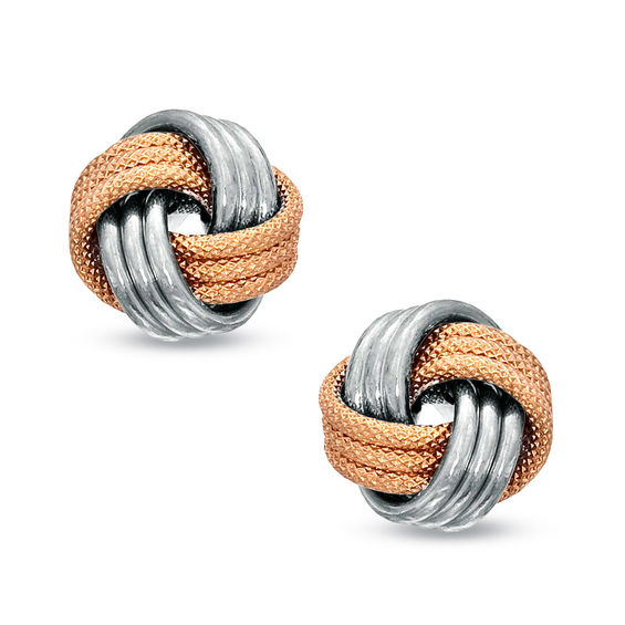 Love Knot Stud Earrings in 14K Two-Tone Gold | Online Exclusives