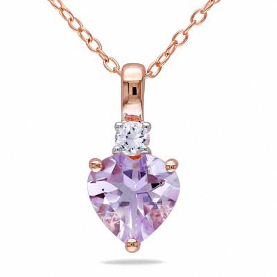 Rose de France Amethyst Sterling Silver Necklace Pendant Mother of Pearl
