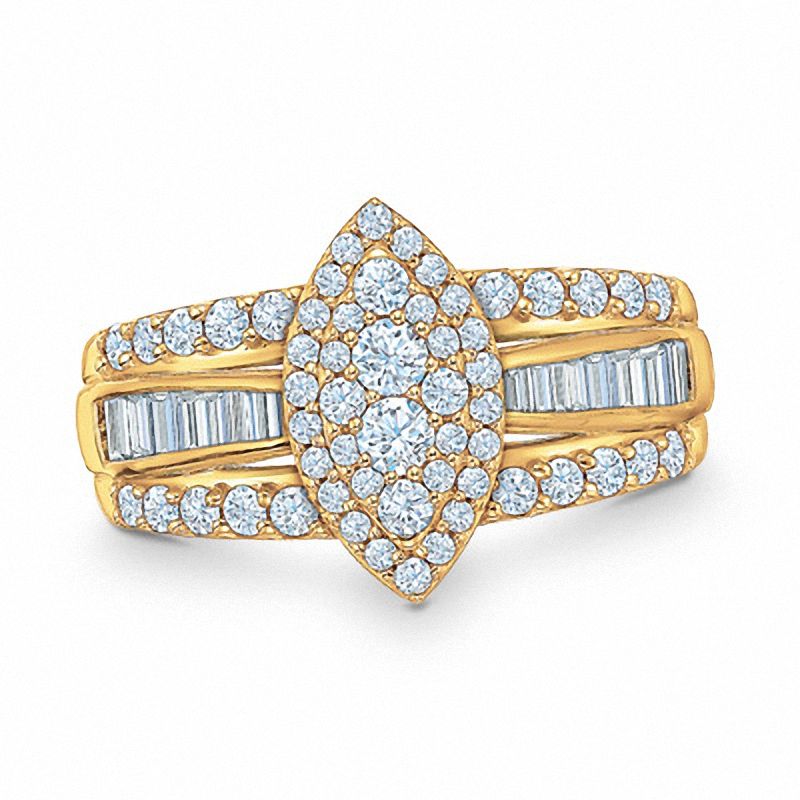 1 CT. T.W. Diamond Marquise Cluster Engagement Ring in 10K Gold