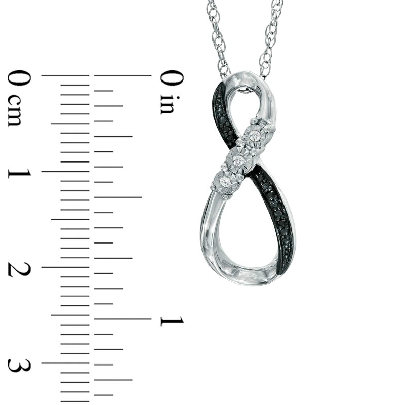 Enhanced Black and White Diamond Infinity Pendant in Sterling Silver