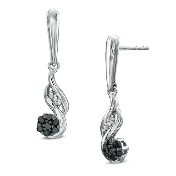 1 8 Ct T W Enhanced Black And White Diamond Cascading Cer Drop T W Enhanced Black And White Diamond Cascading Cer Drop Earrings In