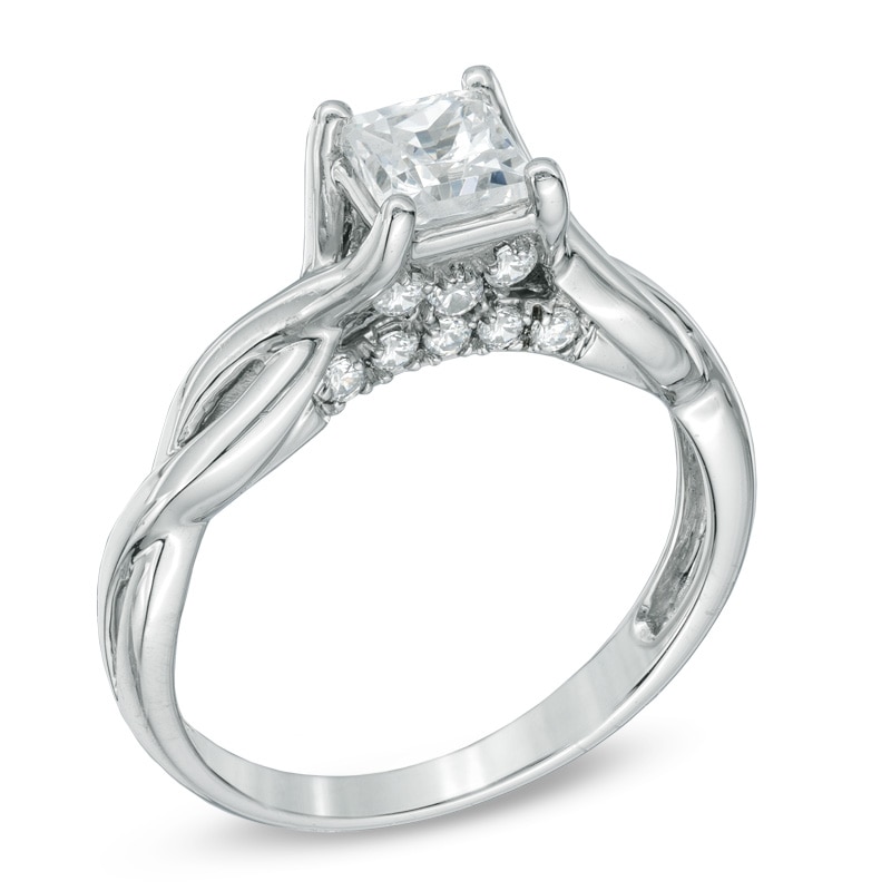 1 CT. T.W. Princess-Cut Diamond Twist Shank Engagement Ring in 14K White Gold (J/I3)
