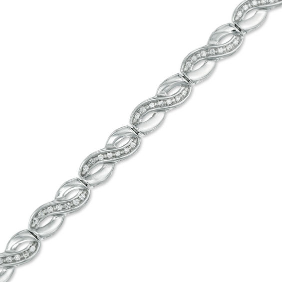 1 2 Ct T W Diamond Large Infinity Bracelet In 10k White Gold T W Diamond Large Infinity Bracelet In 10k White Gold