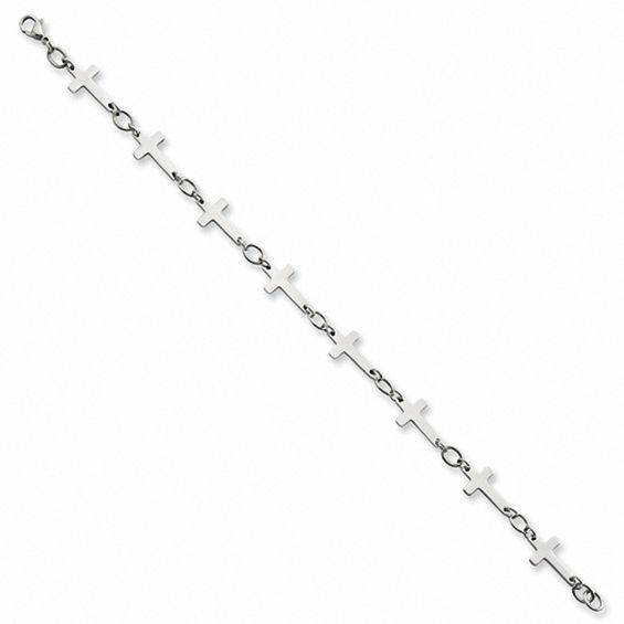 Sideways Cross Link Anklet in Stainless Steel 10" View All