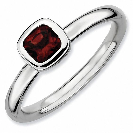 Sterling Silver Stackable Expressions Checker-cut Pink Tourmaline Ring