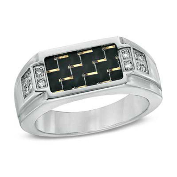 Men's Shaquille O'Neal Carbon Fiber and Diamond Accent Ring in