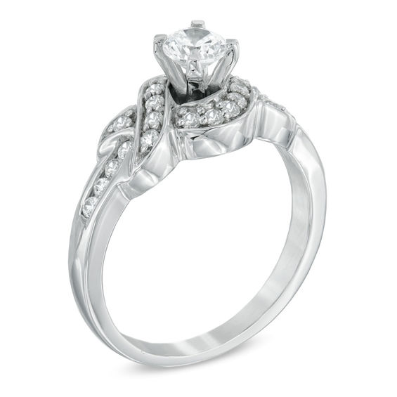 1/2 CT. T.W. Diamond Twist Engagement Ring in 10K White Gold