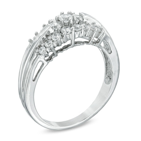 1/2 CT. T.W. Diamond Flower Ring in 10K White Gold Online Exclusives