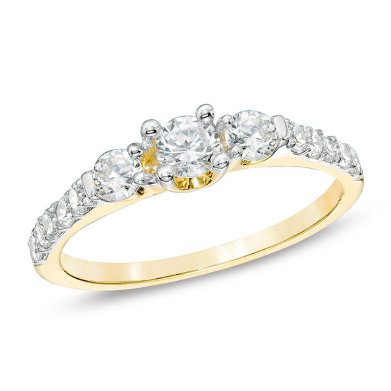 3/4 CT. T.W. Diamond Three Stone Engagement Ring in 10K Gold