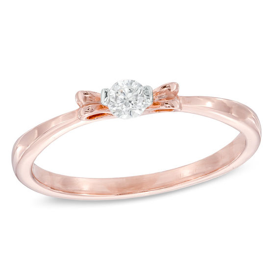 1/4 CT. Diamond Solitaire Bow Ring in 10K Rose Gold Online Exclusives