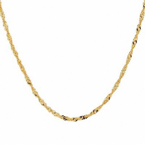 1.0mm Singapore Chain Necklace in 10K Gold 20" Chain Necklaces