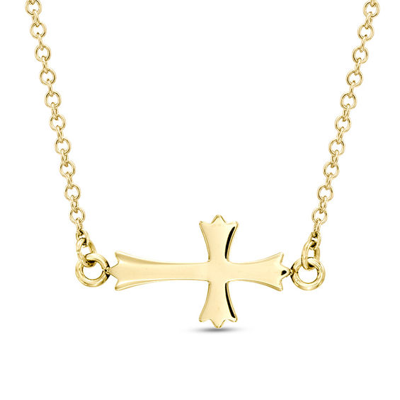 Sideways Gothic Style Cross Necklace In Stainless Steel With Yellow Ip 23 Sideways Gothic Style Cross Necklace In Stainless Steel With Yellow Ip 23