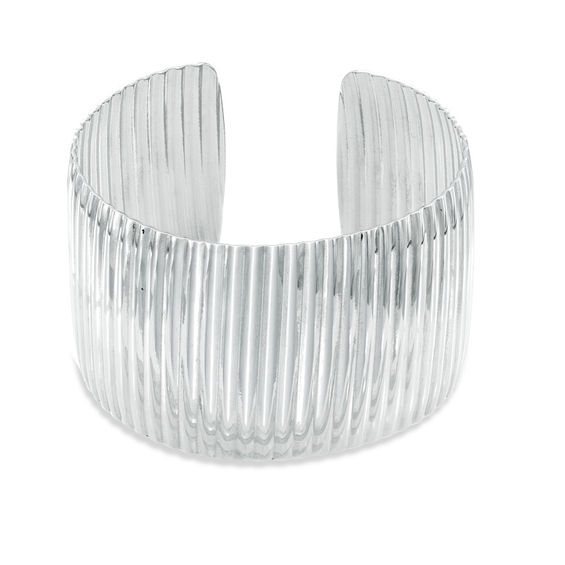 40mm Ribbed Cuff in Stainless Steel 7.5" Bangles and Cuffs