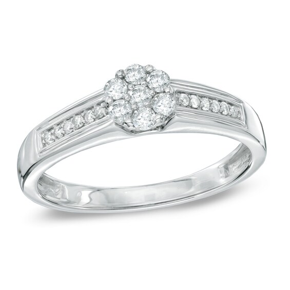 1/4 Ct Diamond Cluster bridal Flower Ring in 9K Solid Gold 1/4 Ct Diamond Cluster bridal Flower Ring in 9K Solid Gold