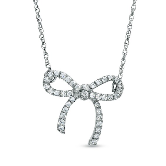 Sterling Silver Polished Diamond Bow Pendant Sterling Silver Polished Diamond Bow Pendant