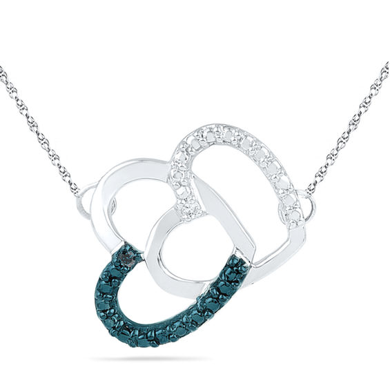 Enhanced Blue And White Diamond Accent Sideways Double Heart Necklace In Sterling Silver Zales - Enhanced Blue And White Diamond Accent Swirl Heart Pendant In Sterling Silver Enhanced Blue And White Diamond Accent Sideways Double Heart Necklace In Sterling Silver Zales - Enhanced Blue And White Diamond Accent Swirl Heart Pendant In Sterling Silver