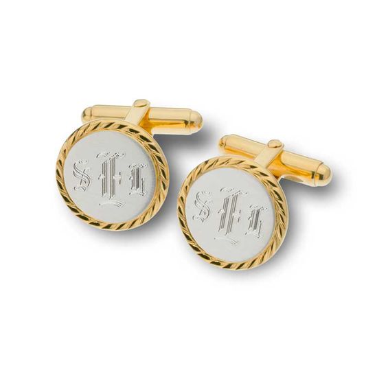 Men's Round Cuff Links in Sterling Silver and 14K Gold Vermeil (13