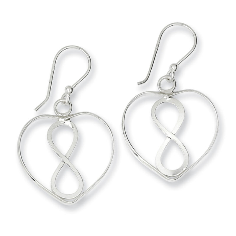 Heart with Infinity Drop Earrings in Sterling Silver