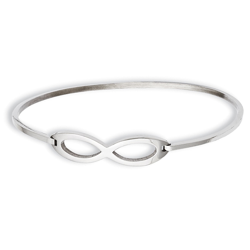 Slip-On Infinity Bangle in Stainless Steel - 8.0"