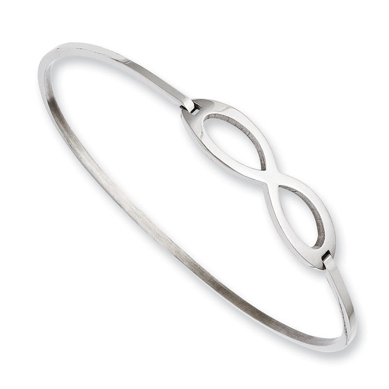 Slip-On Infinity Bangle in Stainless Steel - 8.0"