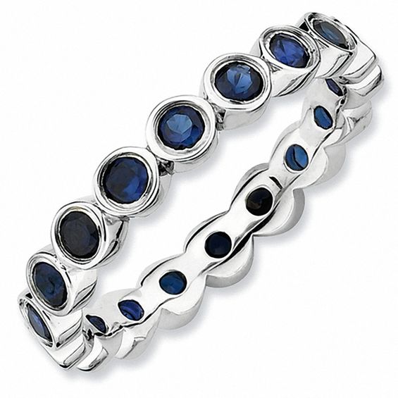 Stackable Expressions™ BezelSet Large LabCreated Blue Sapphire
