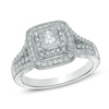 Thumbnail Image 0 of 1-1/4 CT. T.W. Princess-Cut Diamond Double Frame Bridal Set in 14K White Gold