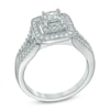Thumbnail Image 1 of 1-1/4 CT. T.W. Princess-Cut Diamond Double Frame Bridal Set in 14K White Gold