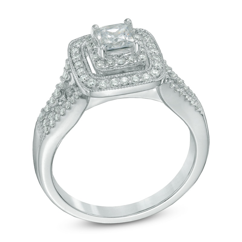 1-1/4 CT. T.W. Princess-Cut Diamond Double Frame Bridal Set in 14K White Gold