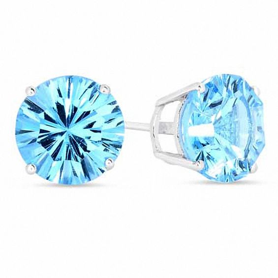 10 0mm Blue Topaz Stud Earrings In 14k White Gold Zales 10 0mm Blue Topaz Stud Earrings In 14k White Gold Zales
