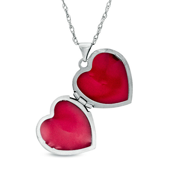 Diamond Accent HeartShaped Locket in Sterling Silver and 14K Rose Gold