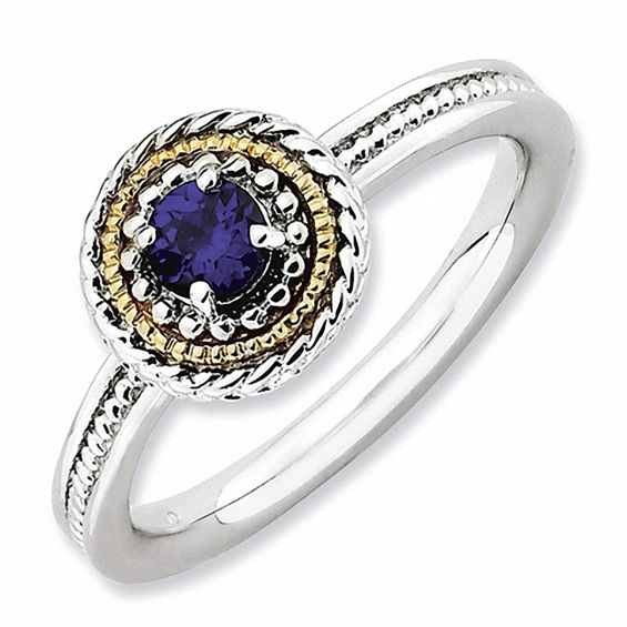 Beautiful Sterling Silver & 14k Stackable Expressions Created Sapphire Ring