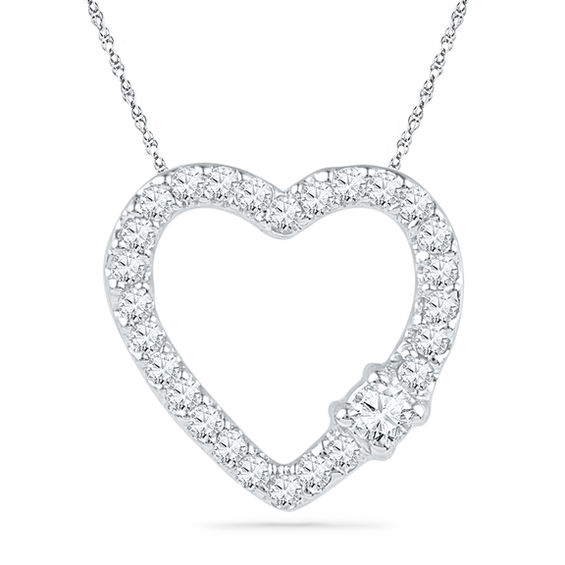 1 4 Ct T W Diamond Heart Pendant In 10k White Gold 1 4 Ct T W Diamond Heart Pendant In 10k White Gold